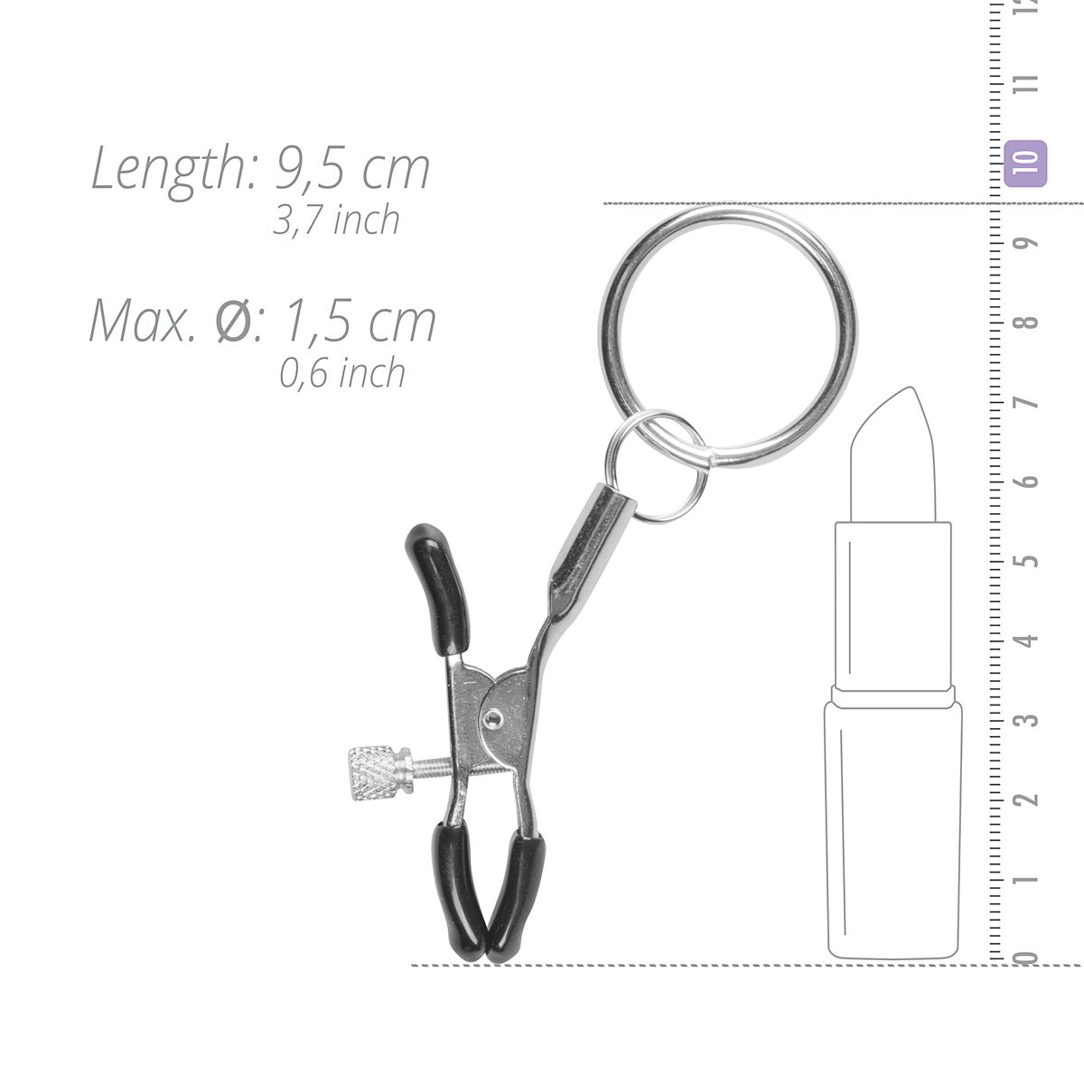 Easytoys Fetish Collection - Metal Nipple Clamps with Ring Zilver (1 stuk) - image 3