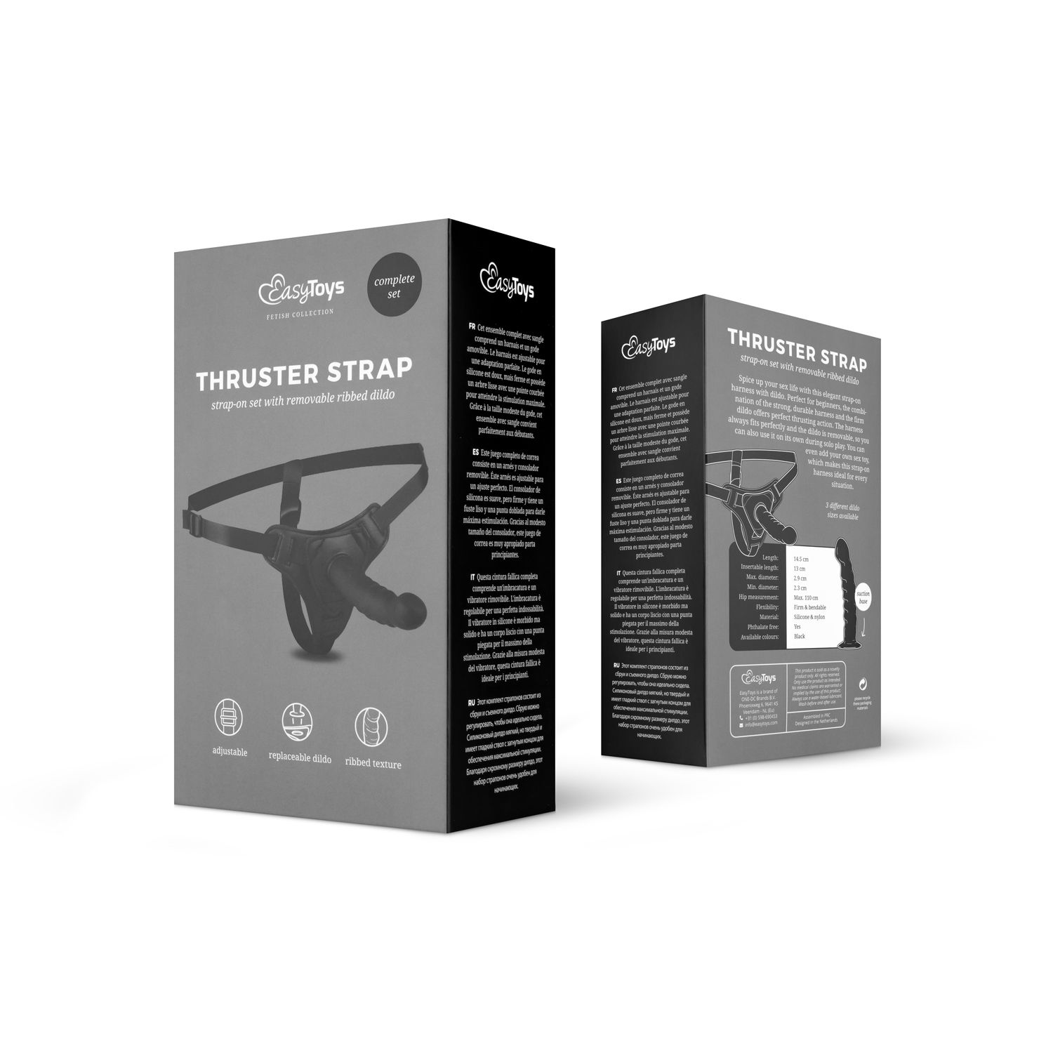 Easytoys Fetish Collection - Silicone Strap-On Bent Zwart (1 stuk) - image 2