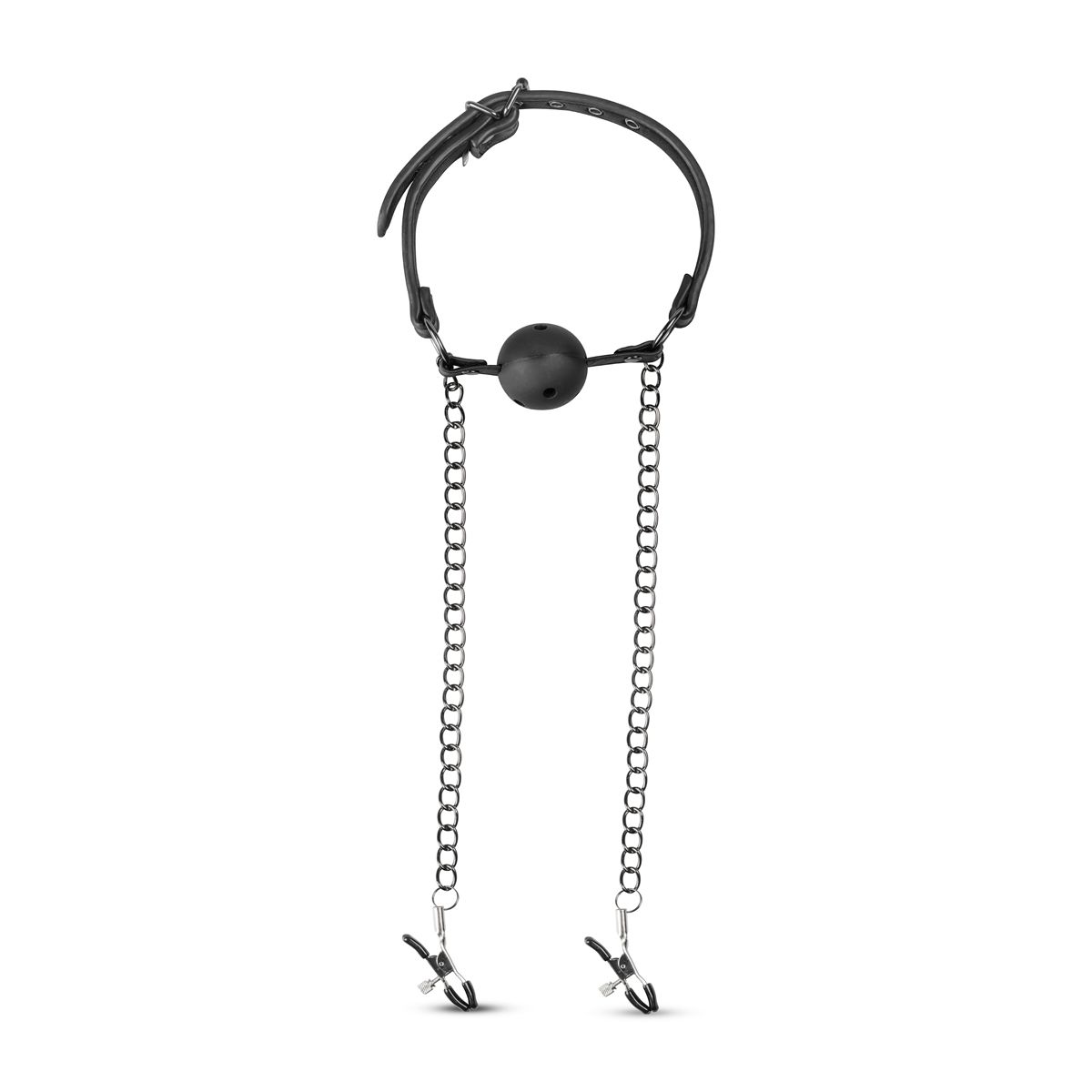 Easytoys Fetish Collection - Open Ball Gag with Nipple Clamps Zwart (1 stuk) - image 5