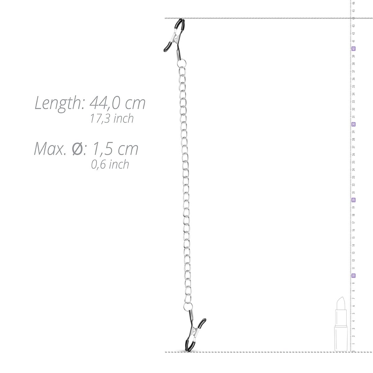 Easytoys Fetish Collection - Classic Nipple Clamps with Chain Zilver (1 stuk) - image 3