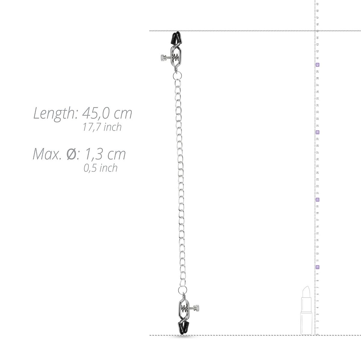 Easytoys Fetish Collection - Big Nipple Clamps with Chain Zilver (1 stuk) - image 4