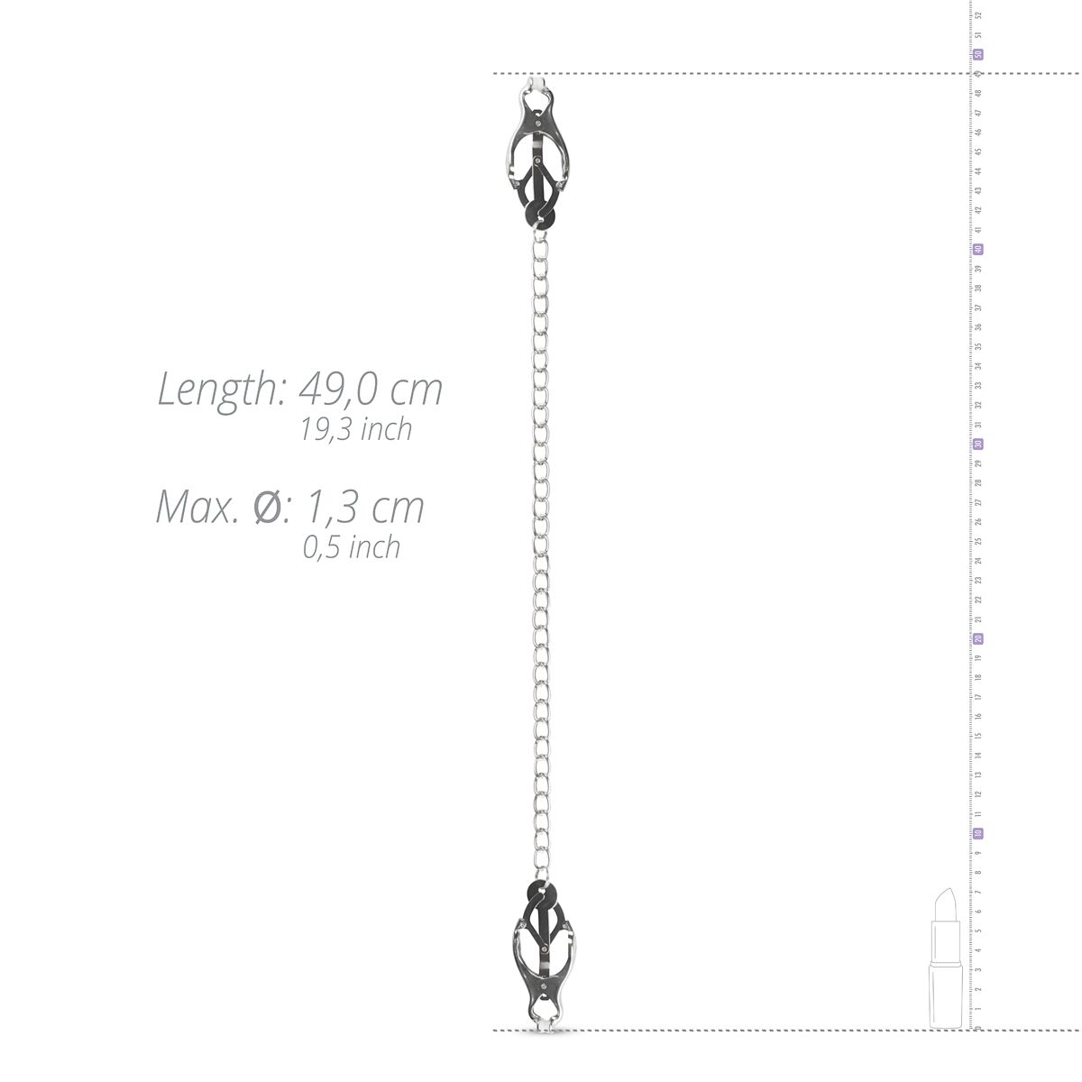 Easytoys Fetish Collection - Japanese Clover Clamps with Chain Zilver (1 stuk) - image 3
