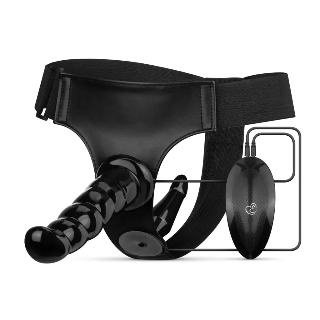 Easytoys Fetish Collection - Strap-On with Vibrating Dildo and Remote Zwart (1 stuk)