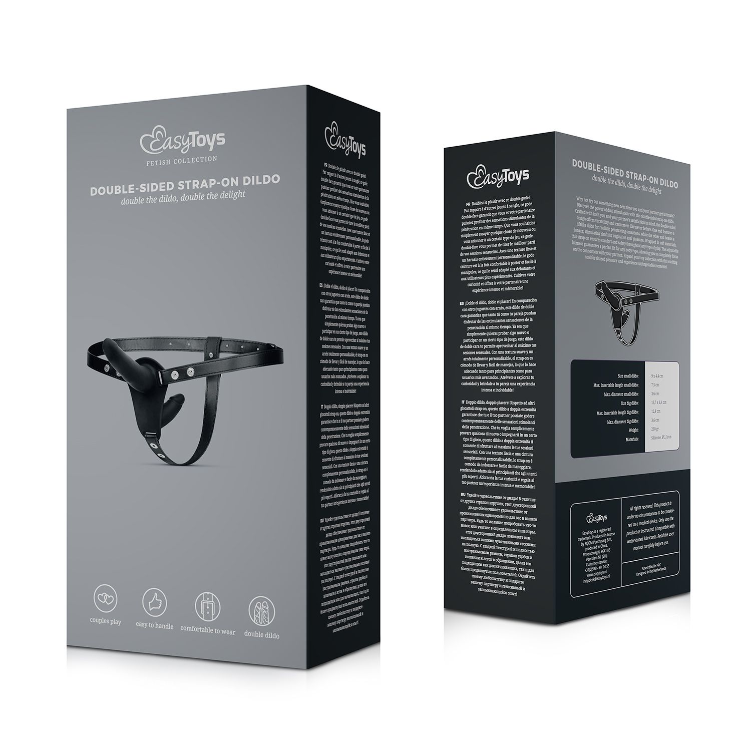 Easytoys Fetish Collection - Strap-On with Double Dildo with PU Strap Zwart (1 stuk) - image 5