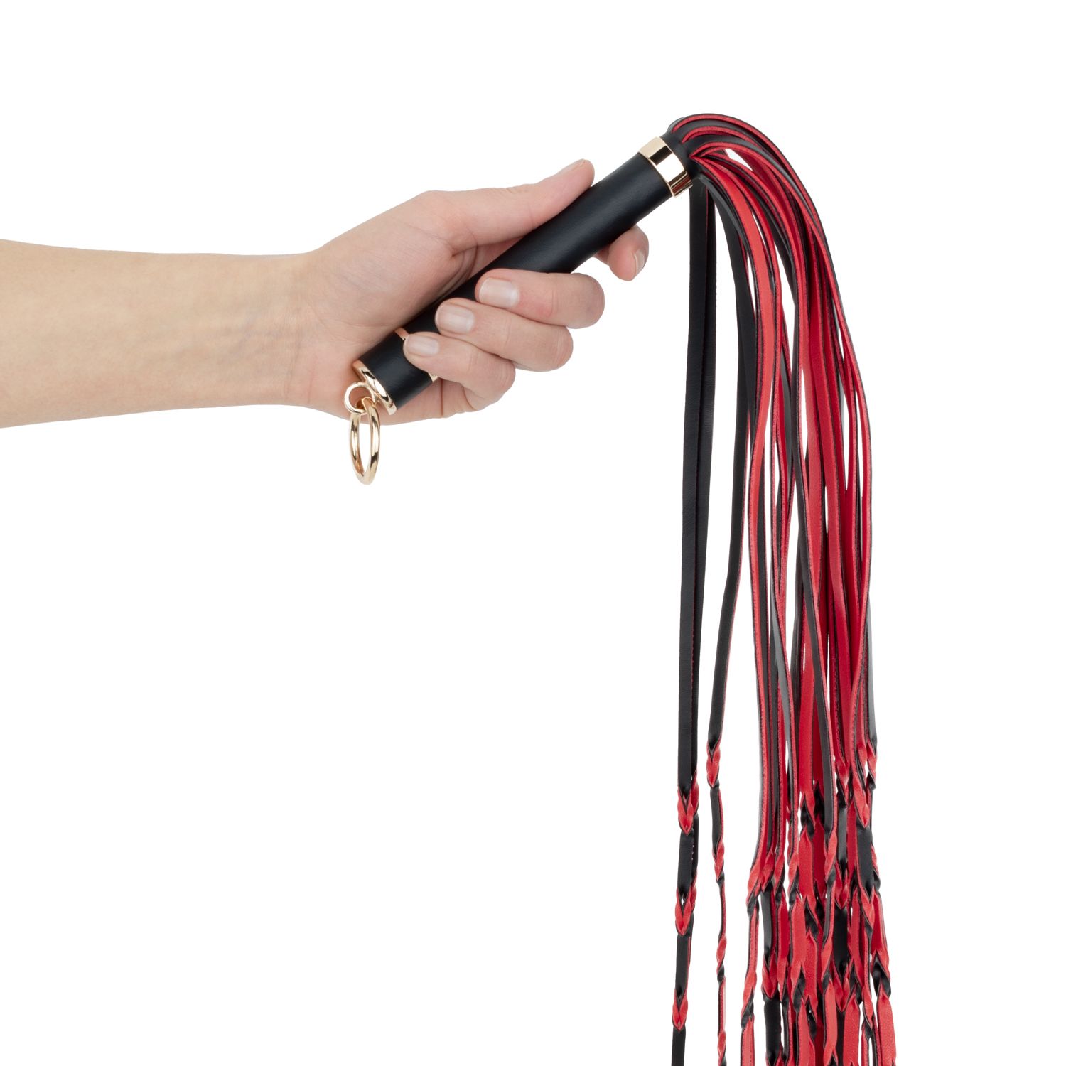 Easytoys Fetish Collection - Crimson Braided Flogger Zwart, Rood (1 stuk) - image 3