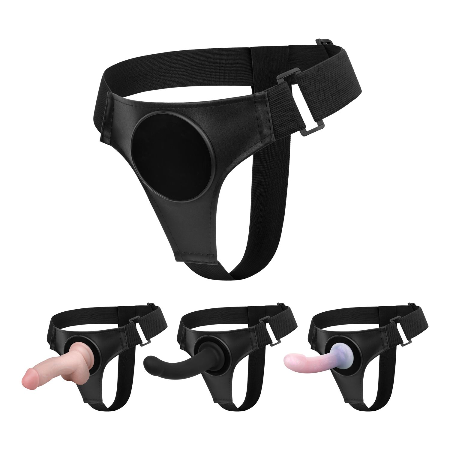 EasyToys Fetish - Harness With Suction Base Zwart (1 stuk)