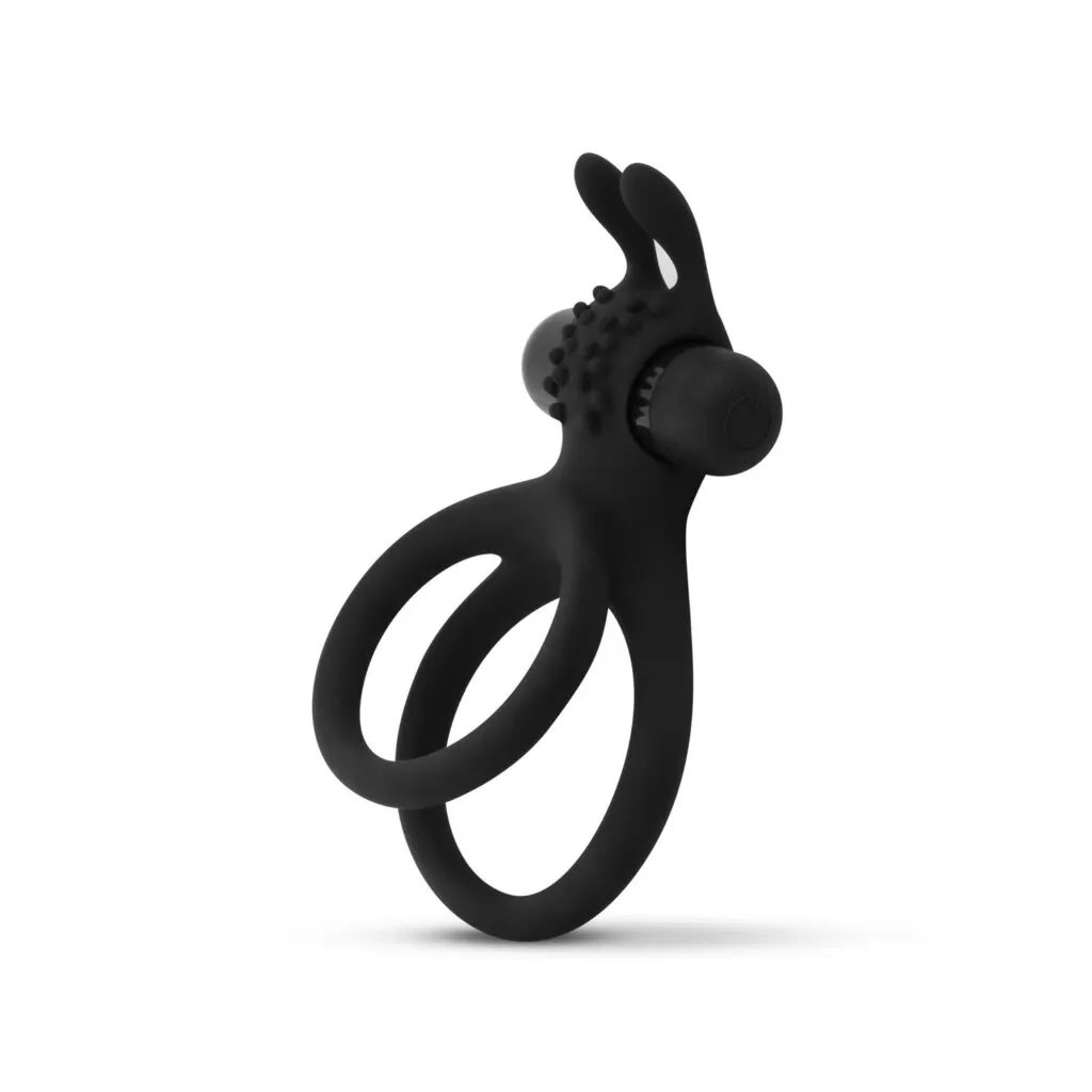 Easytoys Men Only - Share Ring Double Vibrating Cock Ring with Rabbit Ears Zwart (1 stuk)