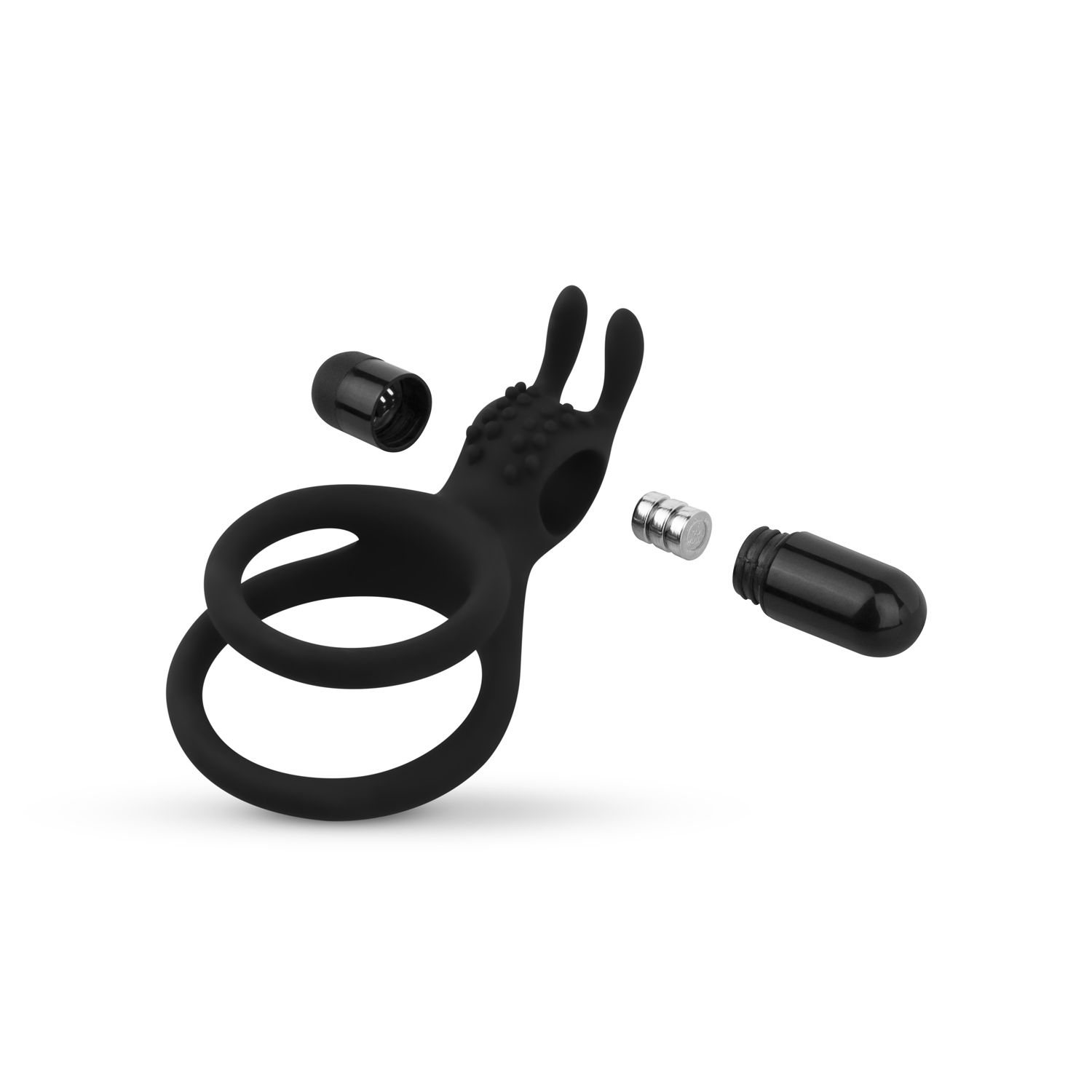 Easytoys Men Only - Share Ring Double Vibrating Cock Ring with Rabbit Ears Zwart (1 stuk) - image 7