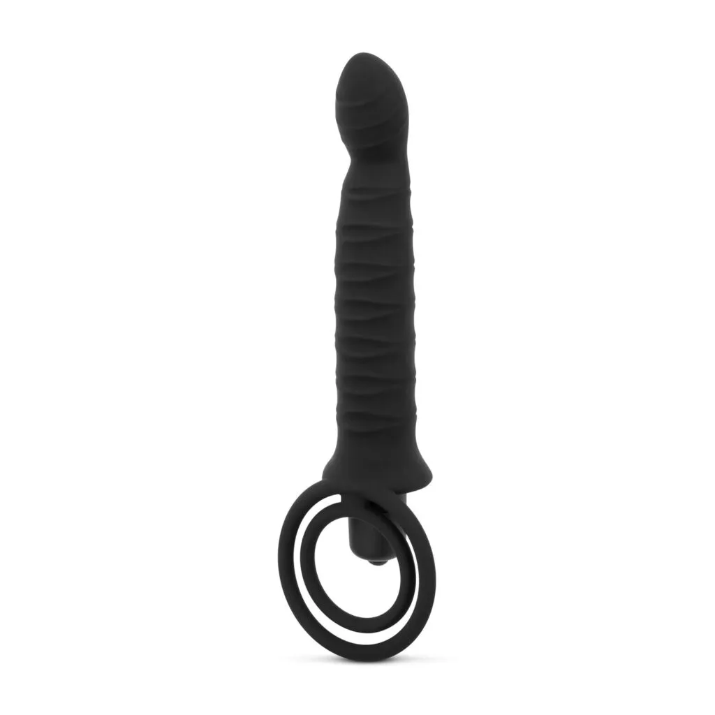 Easytoys Fetish Collection - Cockring with Vibrating Dildo with Bullet Zwart (1 stuk)