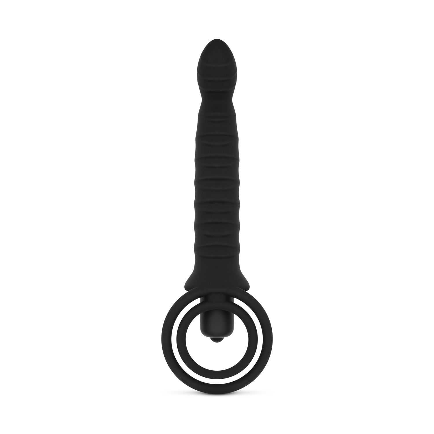 Easytoys Fetish Collection - Cockring with Vibrating Dildo with Bullet Zwart (1 stuk)