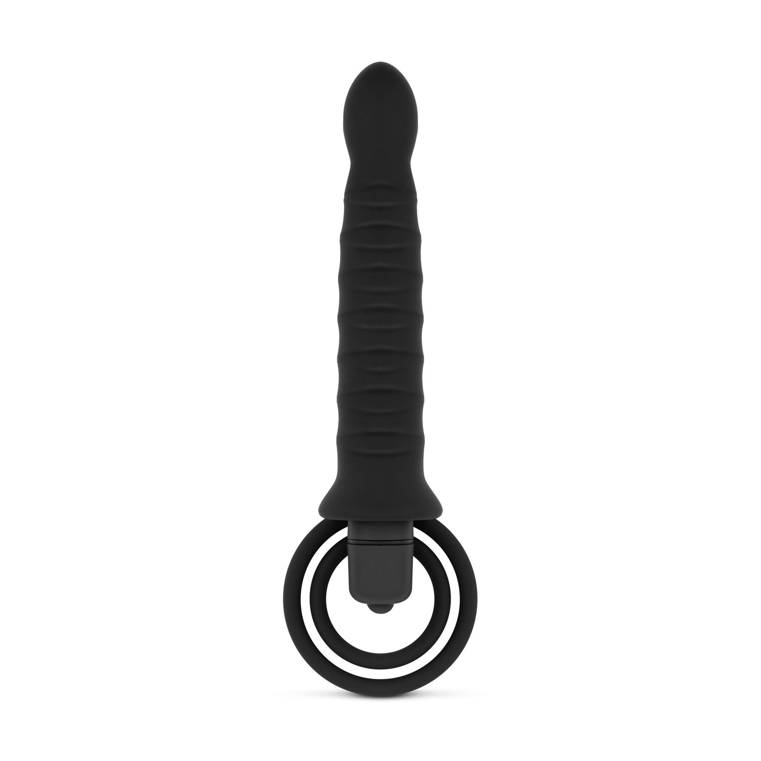 Easytoys Fetish Collection - Cockring with Vibrating Dildo with Bullet Zwart (1 stuk) - image 3