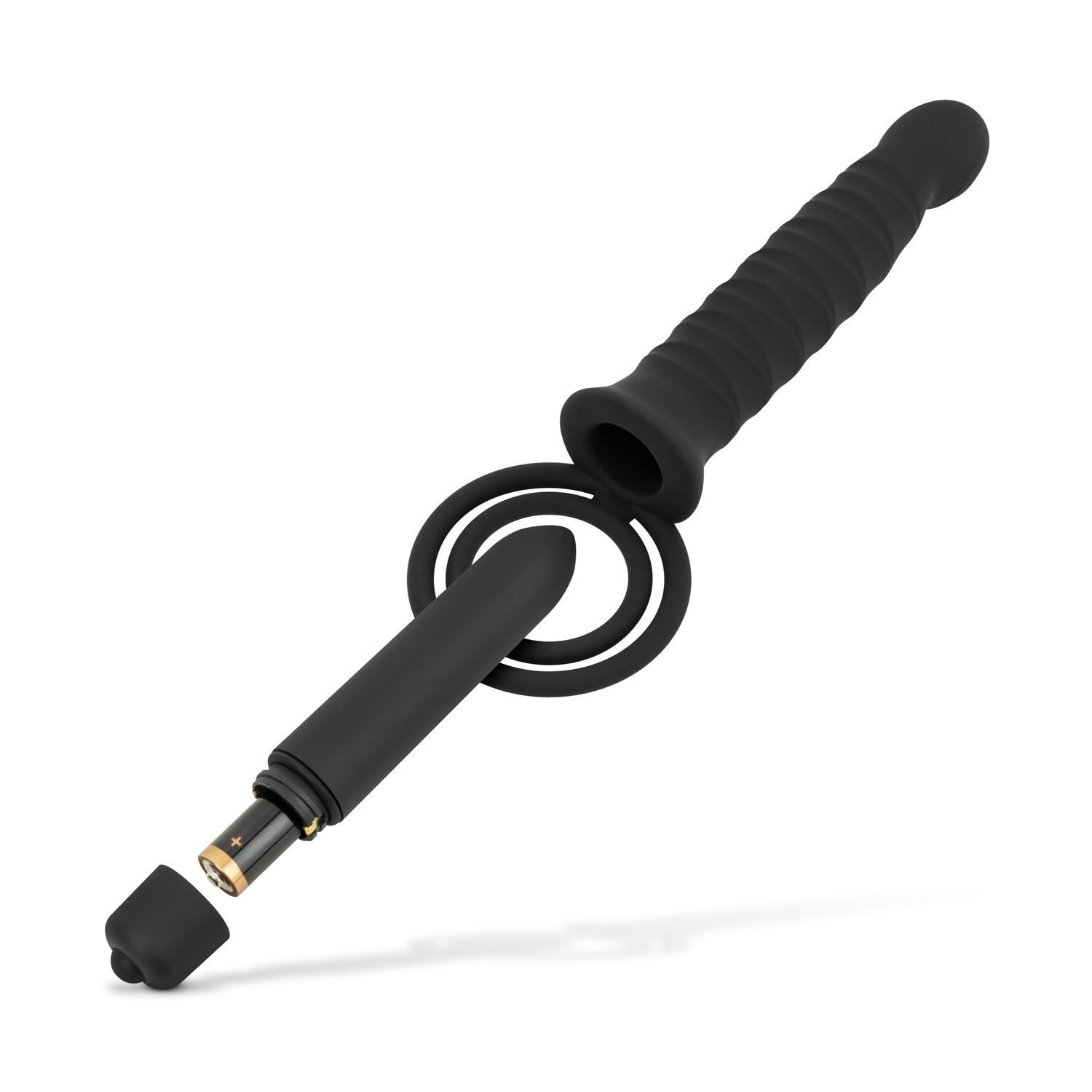 Easytoys Fetish Collection - Cockring with Vibrating Dildo with Bullet Zwart (1 stuk) - image 5