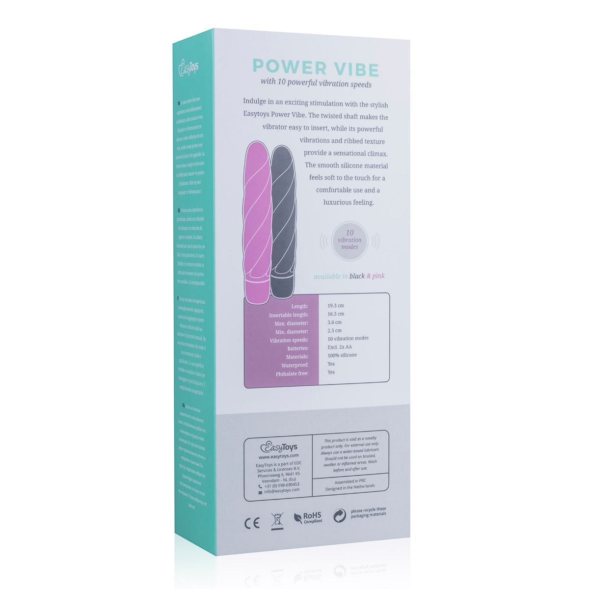 Easytoys Vibe Collection - Silicone Vibrator Zwart (1 stuk) - image 7