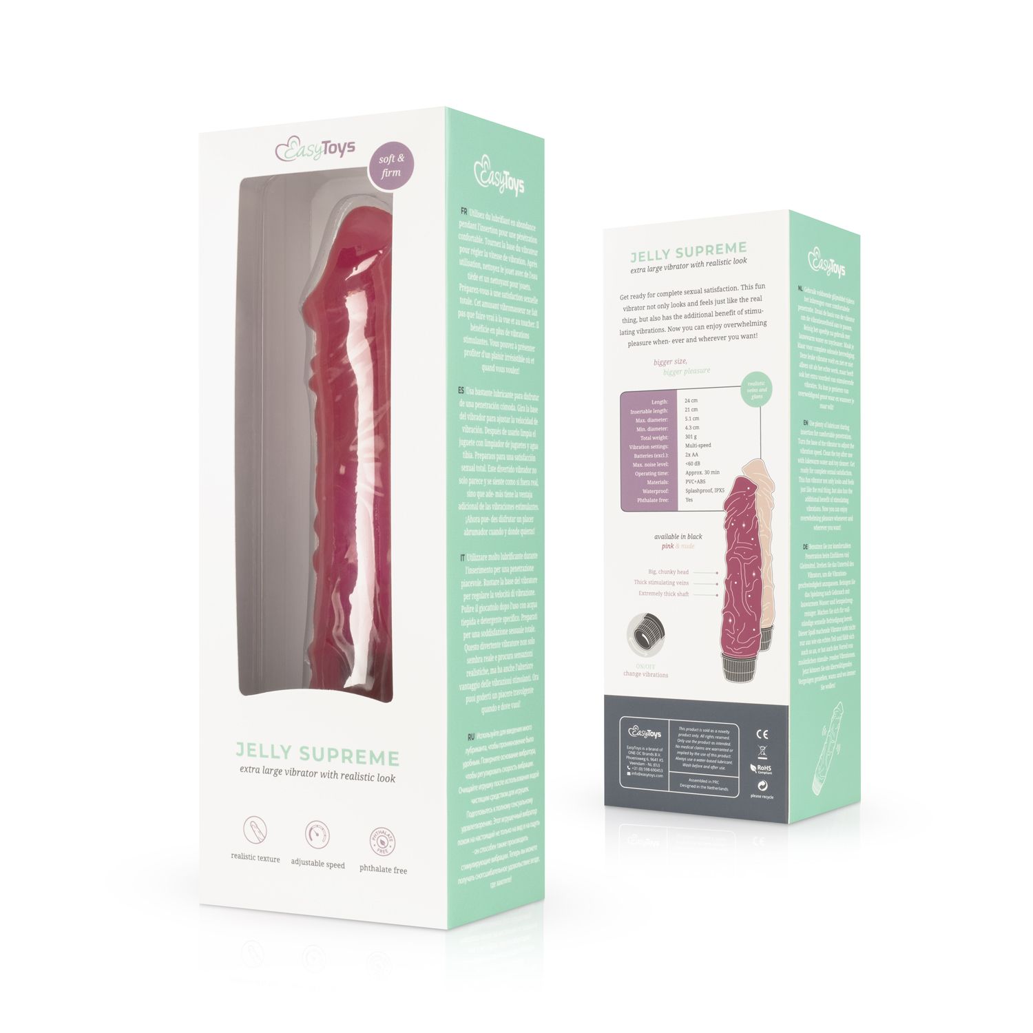 Easytoys Vibe Collection - Jelly Supreme Realistic Vibrator Roze (1 stuk) - image 5