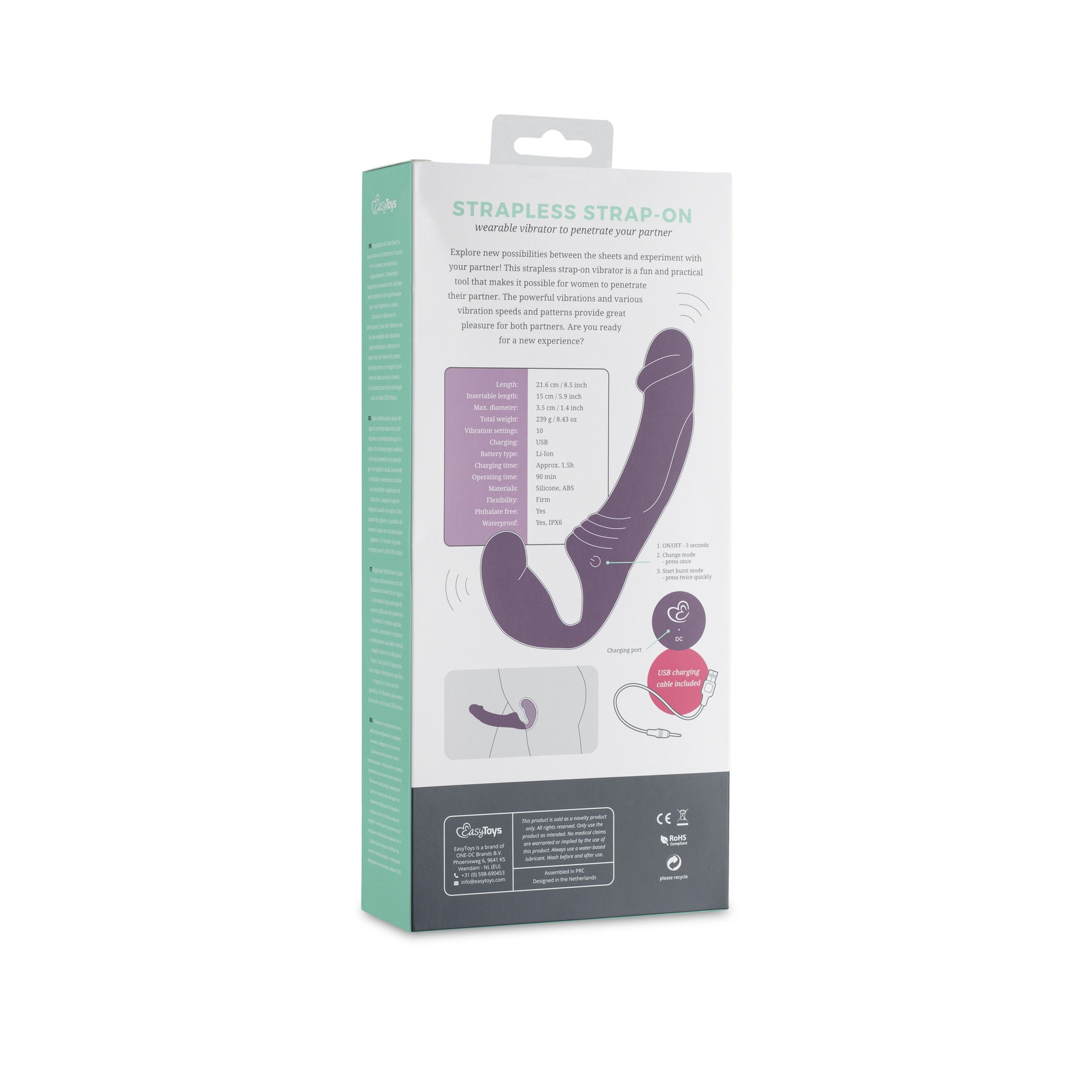 Easytoys Vibe Collection - Strapless Strap-On Vibrator Paars (1 stuk) - image 7