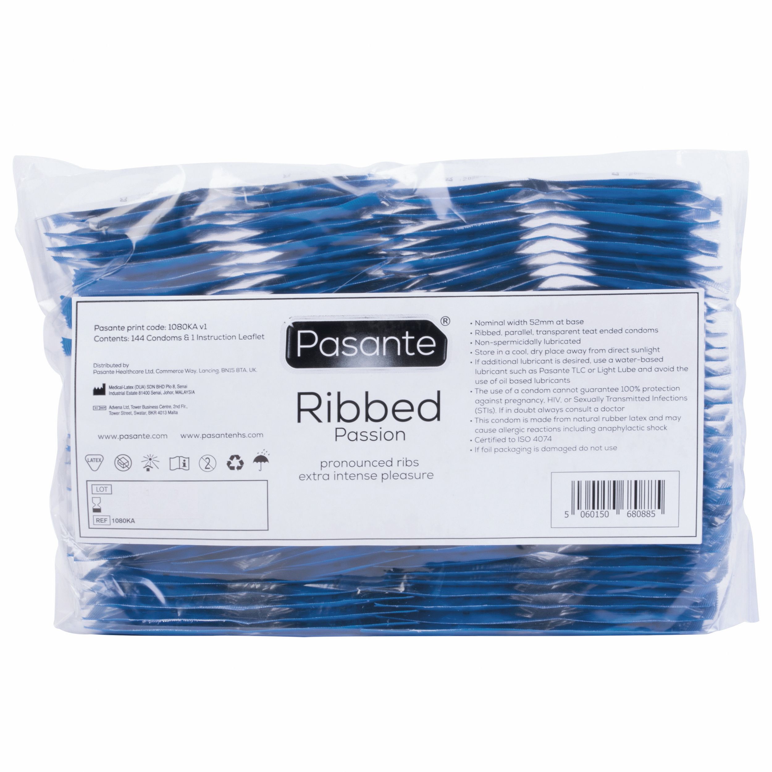 Pasante - Ribbed Condoms Transparant (144 stuks)