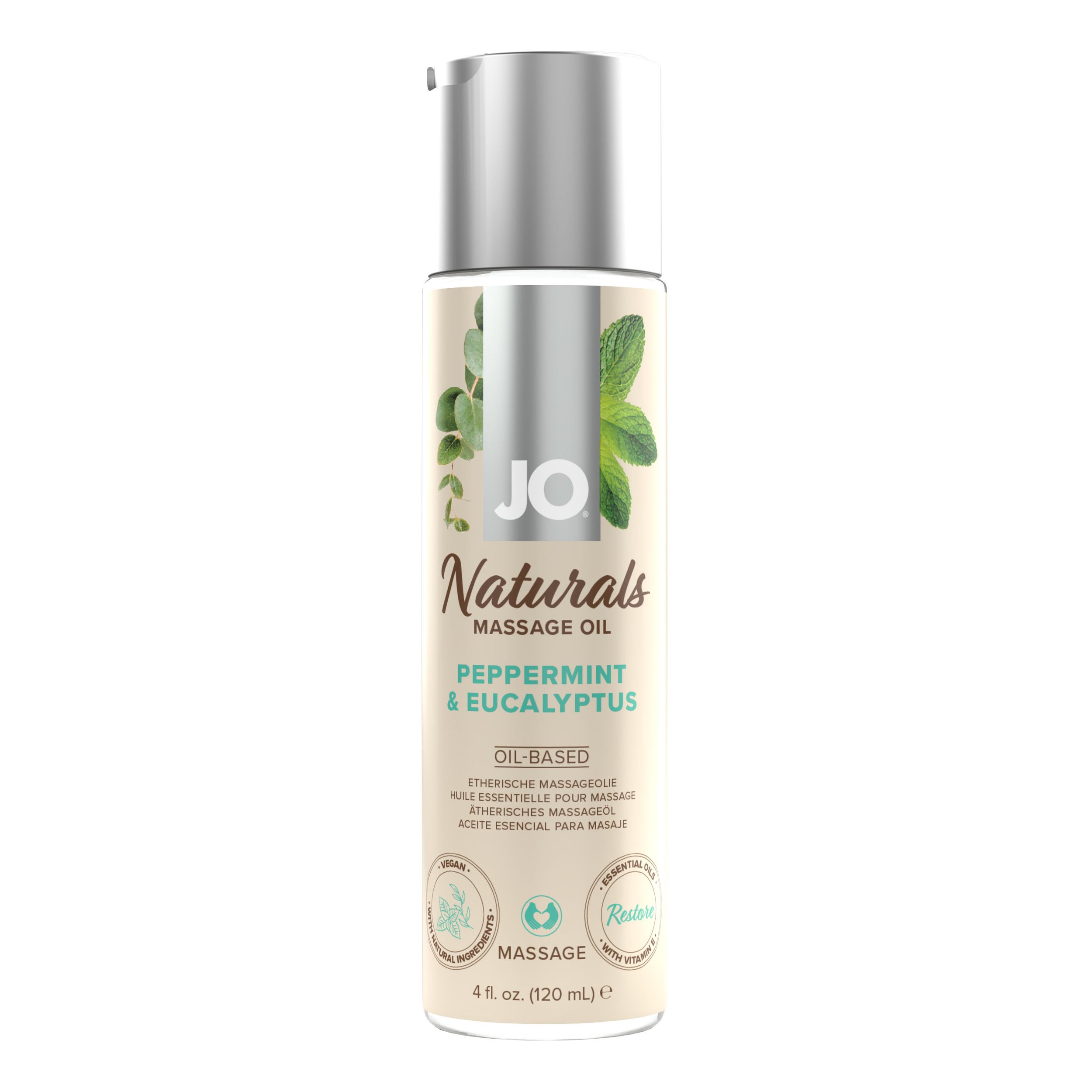 System JO - Naturals Massage Oil Peppermint & Eucalyptus Transparant (120 ml)