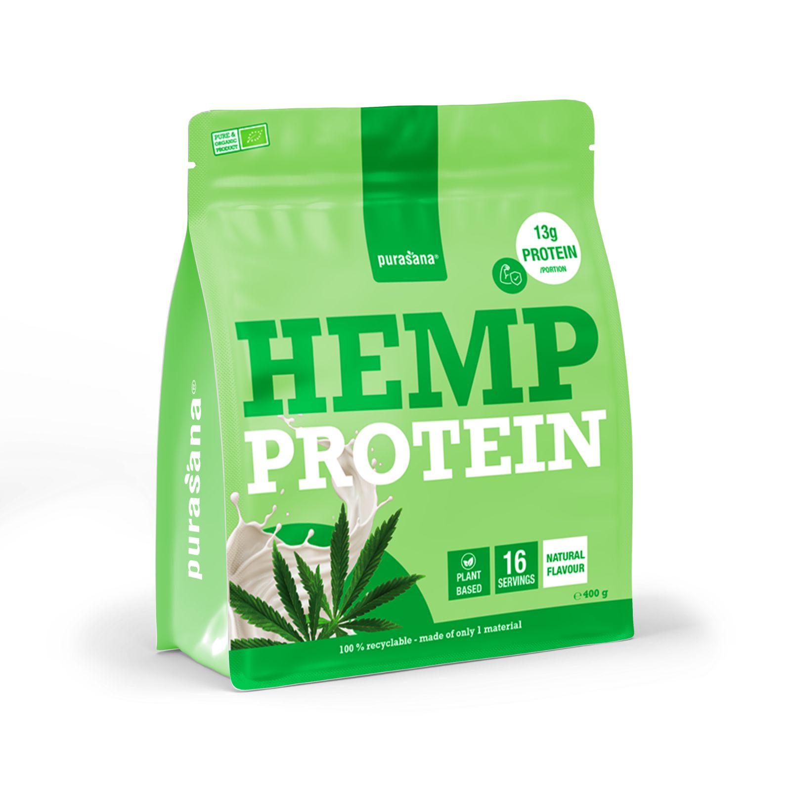 Purasana Plant Protein Hennep Natuurlijk Bio (400 gr) - image 2