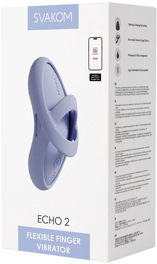 Svakom Echo 2 Flexibele Vinger Vibrator App Besturing Sky Blue (1 stuk)