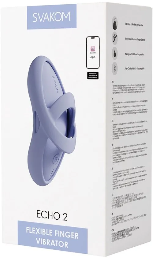 Svakom Echo 2 Flexibele Vinger Vibrator App Besturing Sky Blue (1 stuk)