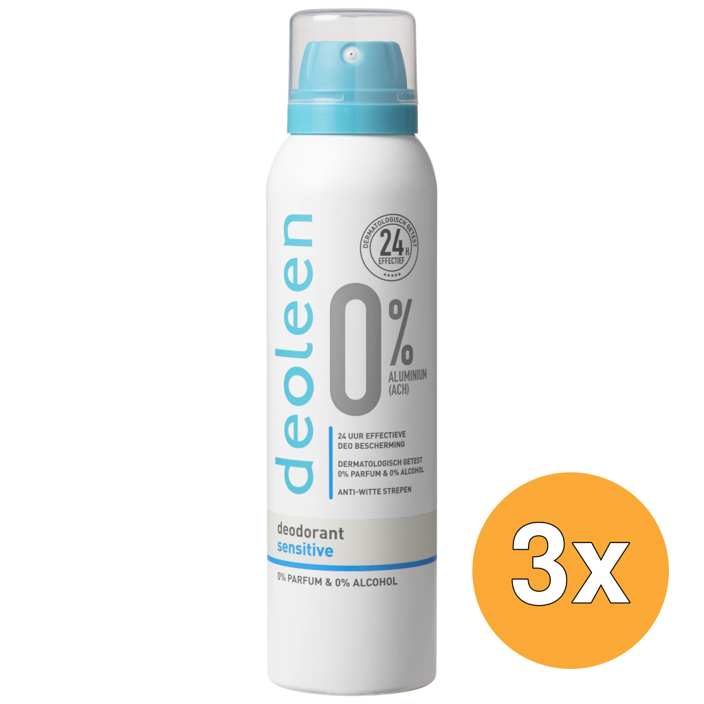 3x Deoleen Deodorant spray 0% sensitive (150 ml)