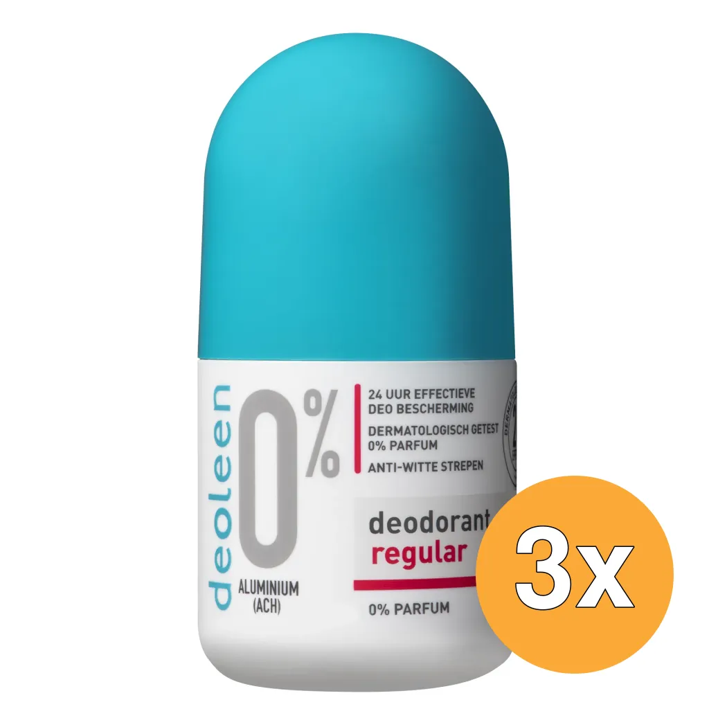 3x Deoleen Deodorant roller 0% regular (50 ml)