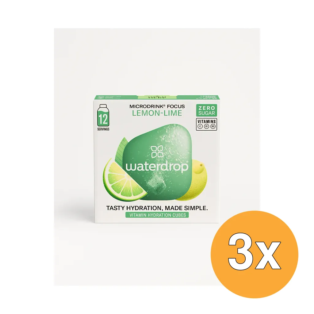 3x Waterdrop Microdrink Focus Bruistablet Lemon-Lime (12 stuks)