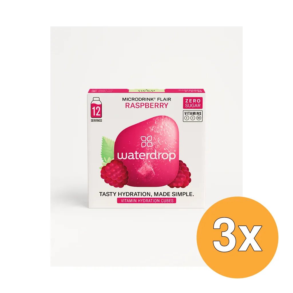 3x Waterdrop Microdrink Flair Bruistablet Rasberry (12 stuks)