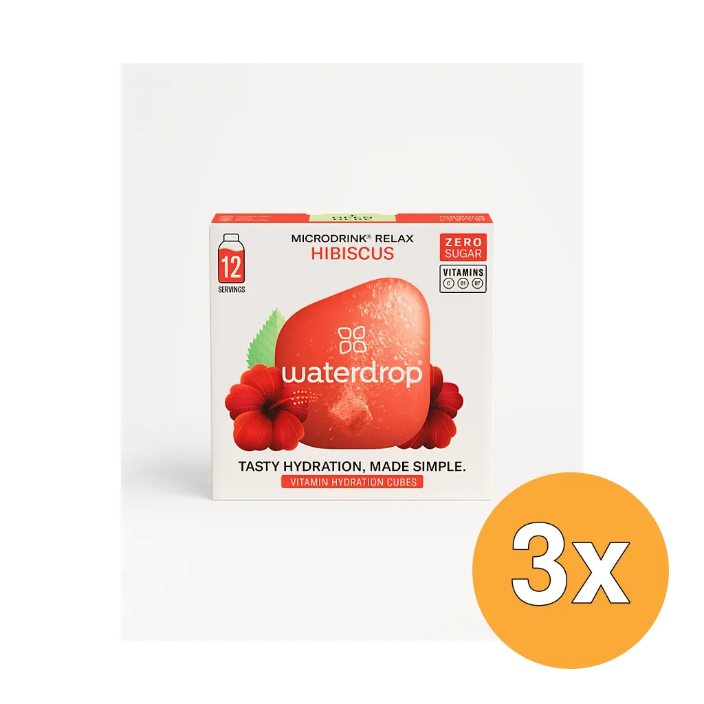 3x Waterdrop Microdrink Relax Bruistablet Hibiscus (12 stuks)