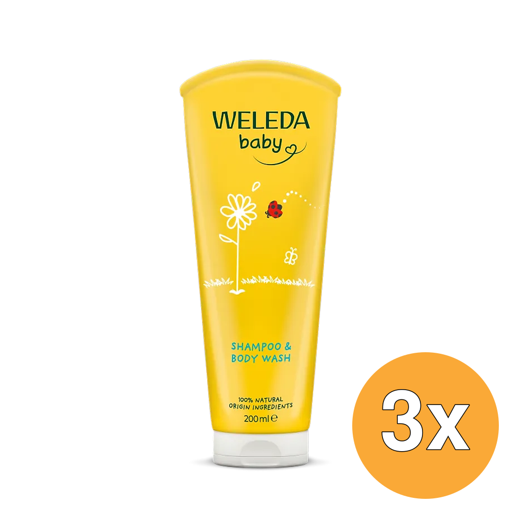 3x WELEDA Calendula baby shampoo & douchecreme (200 ml)