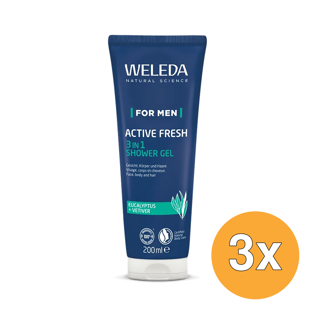 3x WELEDA Men active fresh 3 in 1 (200 ml)