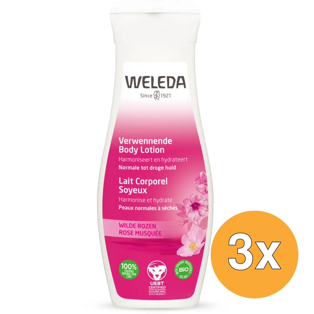 3x WELEDA Wilde rozen verwennende bodylotion (200 ml)