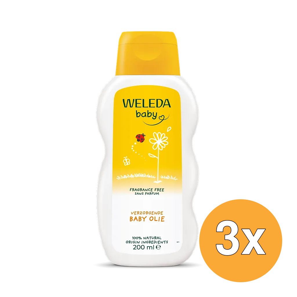 3x WELEDA Calendula baby verzorgende olie (200 ml)