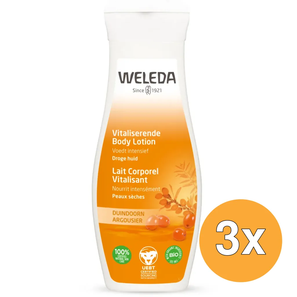 3x WELEDA Duindoorn vitaliserende bodylotion (200 ml)