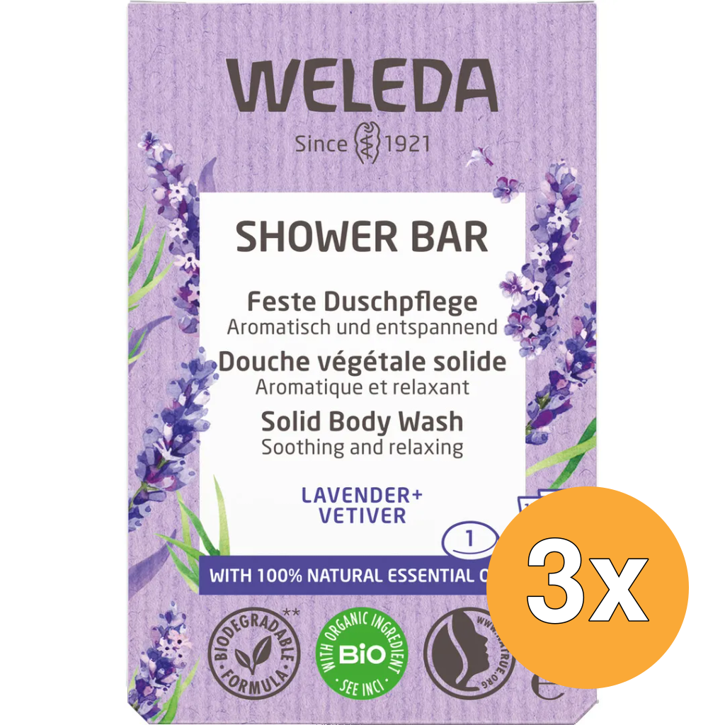 3x WELEDA Shower bar lavender + vetiver (75 gr)