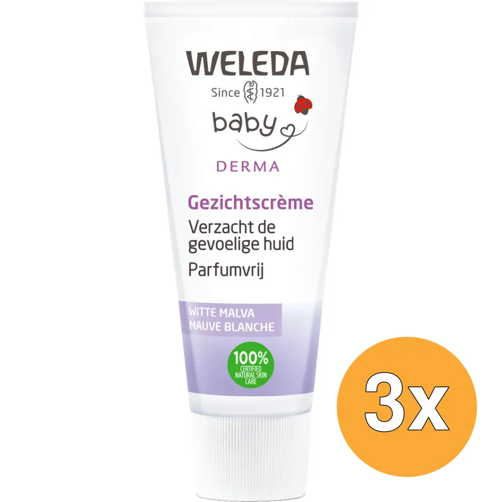 3x WELEDA Baby witte malva sensitive gezichtscreme (50 ml)