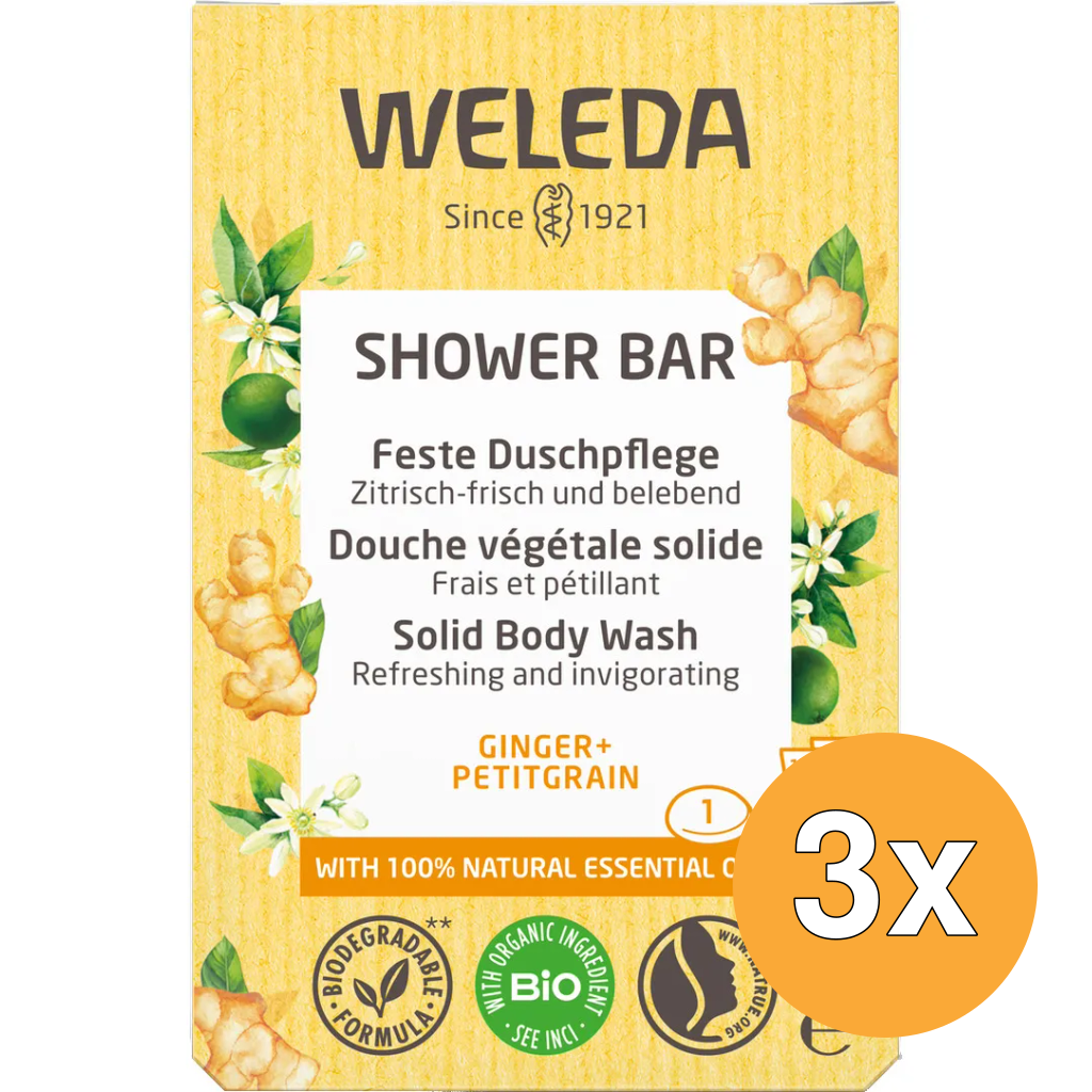 3x WELEDA Shower bar ginger + pititgrain (75 gr)