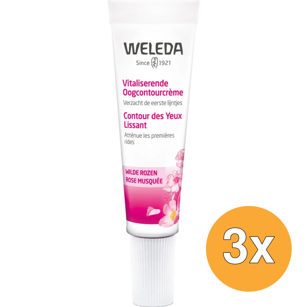3x WELEDA Wilde rozen vitaliserende oogcontourcreme (10 ml)