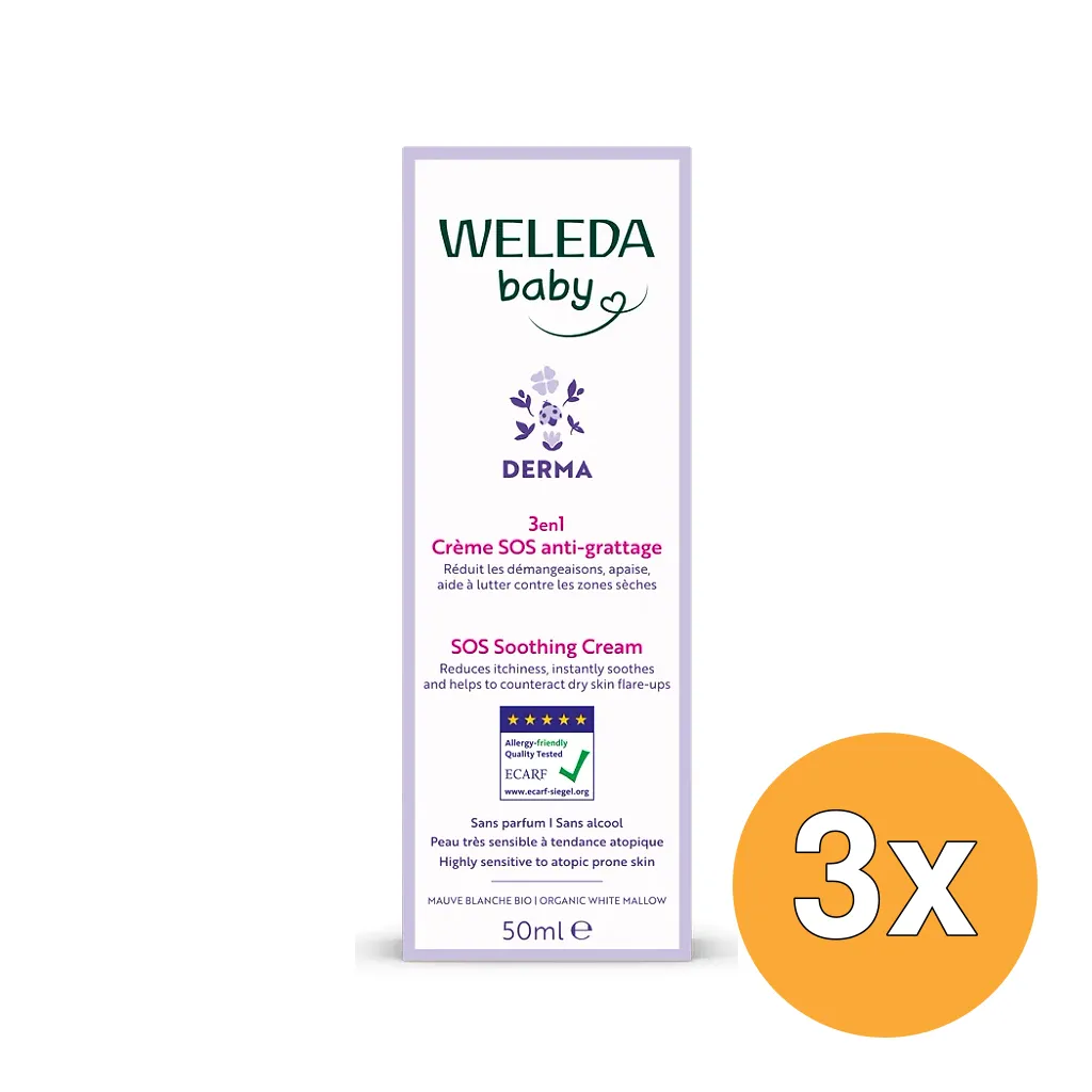 3x WELEDA Baby Derma 3 in 1 SOS Vette Creme (50 ml)