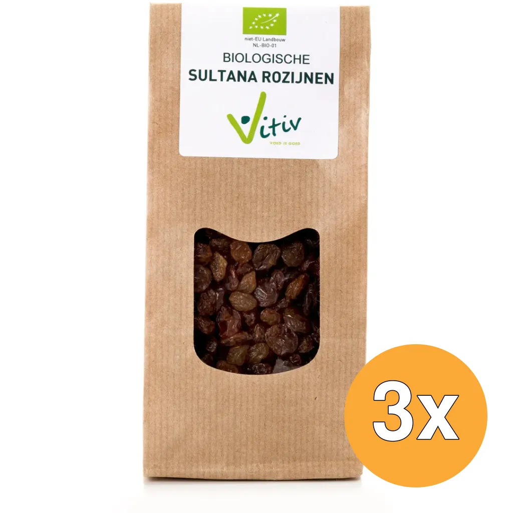 3x Vitiv Sultana Rozijnen Bio (1000 gr)