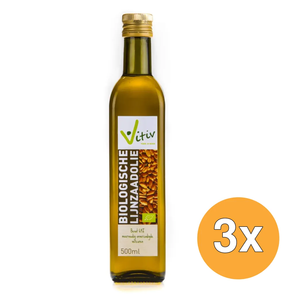3x Vitiv Lijnzaadolie Bio (500 ml)