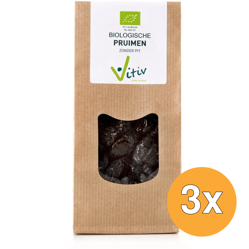 3x Vitiv Pruimen Zonder Pit Bio (500 gr)