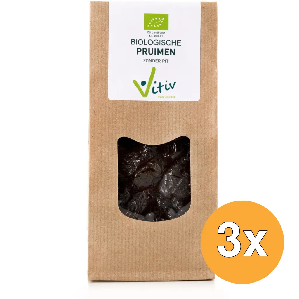 3x Vitiv Pruimen Zonder Pit Bio (500 gr)