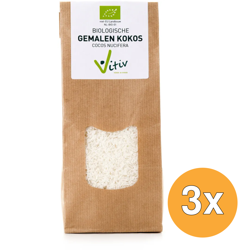 3x Vitiv Kokos Gemalen Bio (500 gr)