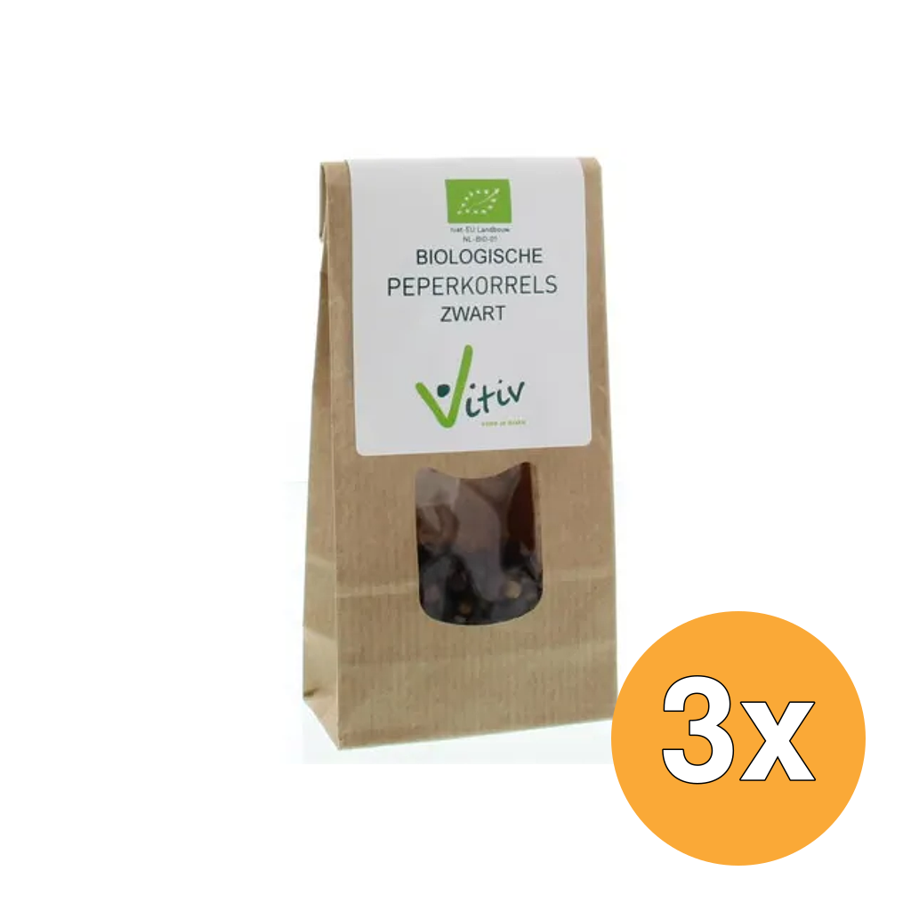 3x Vitiv Peperkorrels Zwart Bio (40 gr)