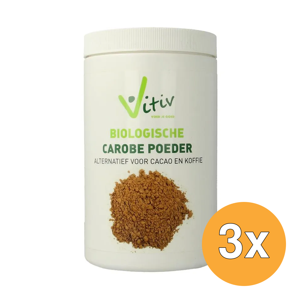 3x Vitiv Carobe Poeder Bio (500 gr)