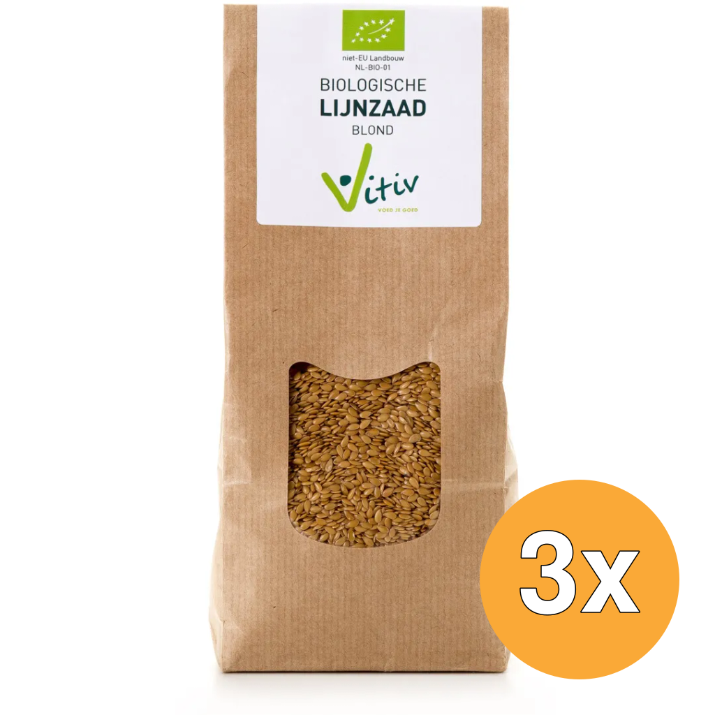 3x Vitiv Lijnzaad Blond Bio (500 gr)