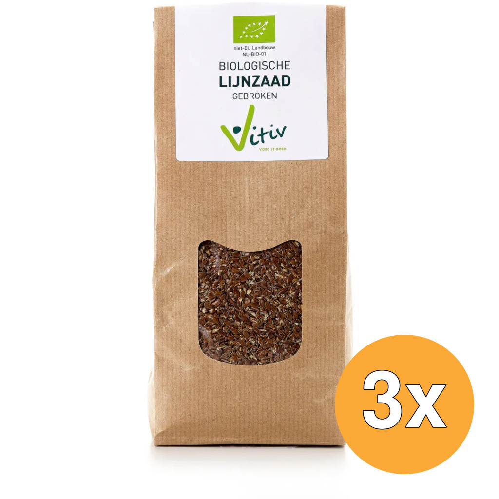 3x Vitiv Lijnzaad Gebroken Bio (500 gr)