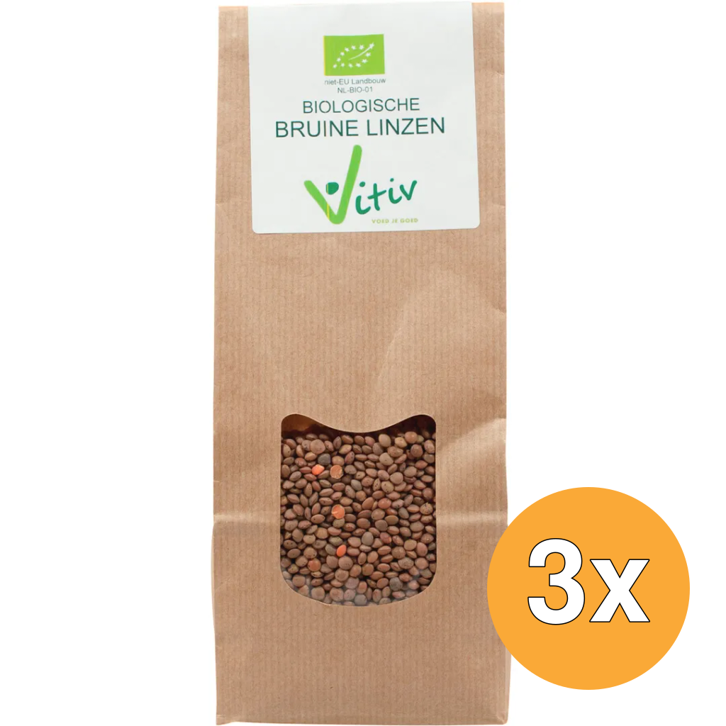 3x Vitiv Bruine Linzen Bio (500 gr)