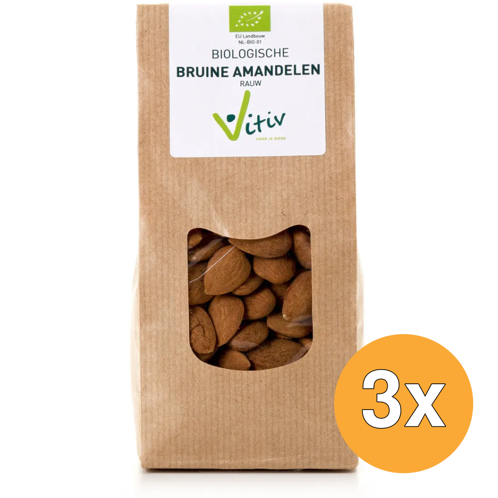3x Vitiv Amandelen Met Vlies Bio (500 gr)